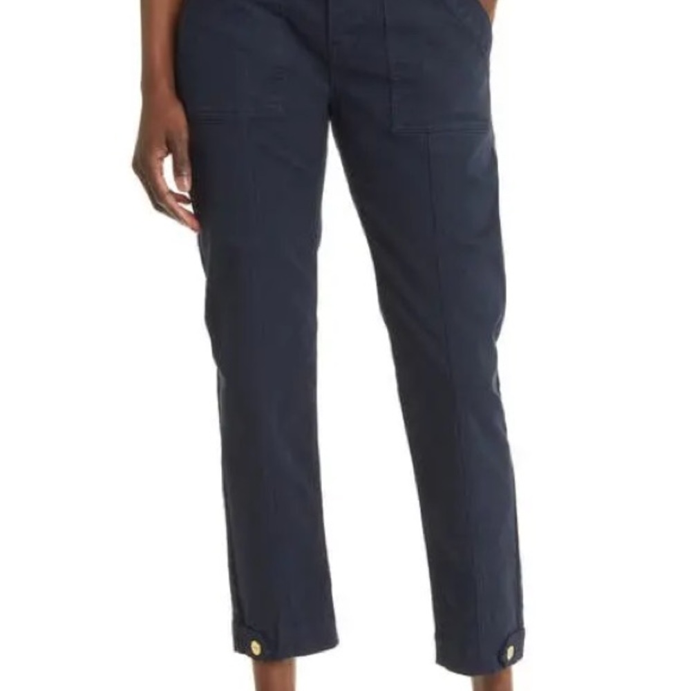 FRAME Trapunto Button Tab Cuff Pants NWT 25 Navy